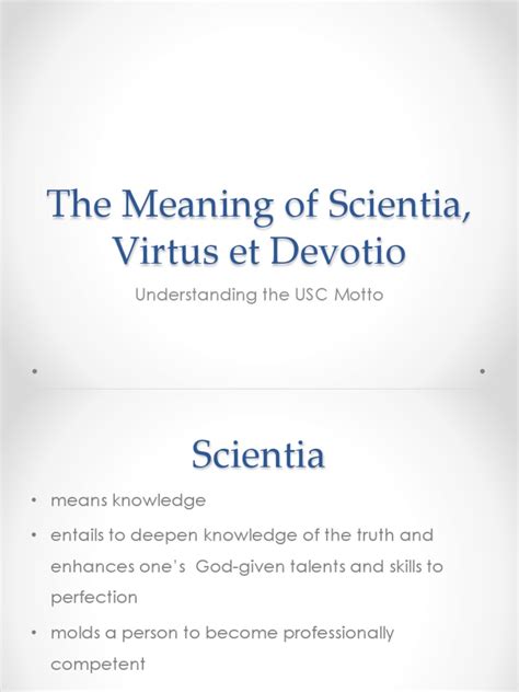 virtus et scientia meaning